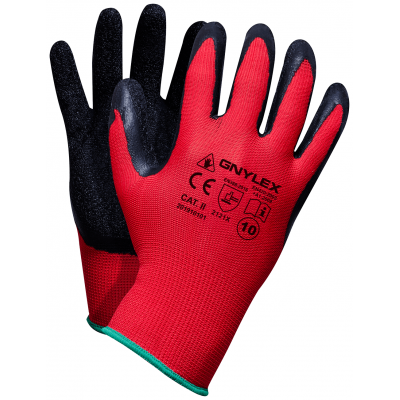 Rękawice powlekane lateksem GNYLEX SET B - czerwono - czarne rękawice do średnio ciężkich prac budowlanych i remontów