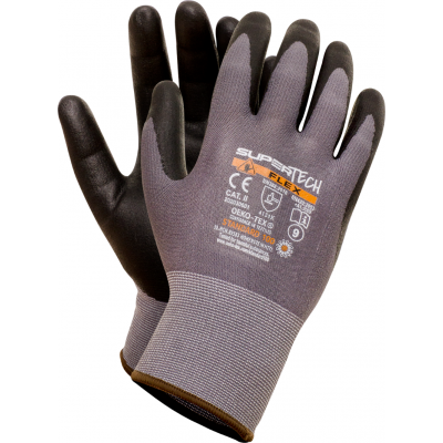 Rękawice powlekane nitrylem premium SUPER TECH FLEX - najwyższa odporność na ścieranie podczas pracy