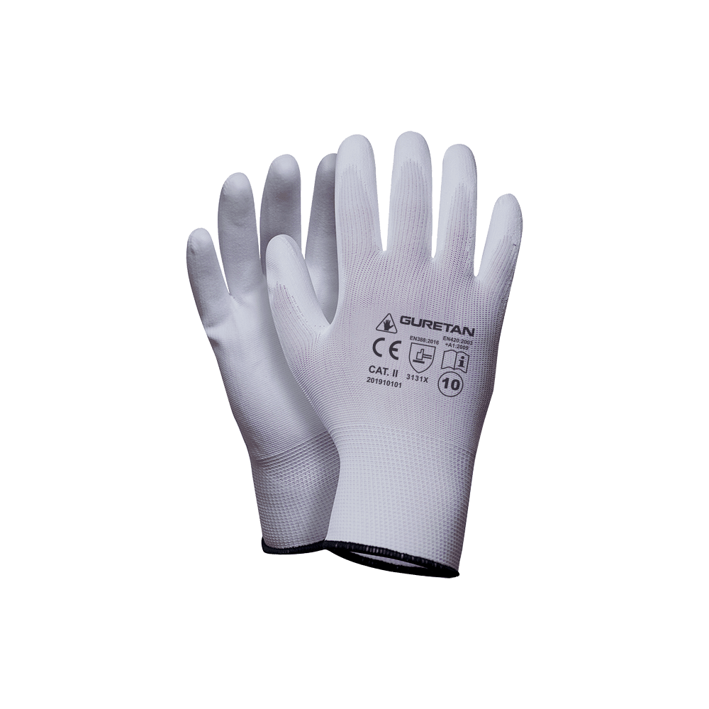 Rękawice powlekane poliuretanem GURETAN SET A - wysokiej jakości biała rękawica monterska i dostępność małych rozmiarów