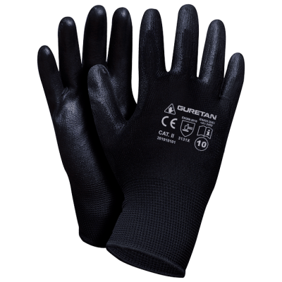 Rękawice powlekane poliuretanem GURETAN SET B - wysokiej jakości czarna rękawica monterska
