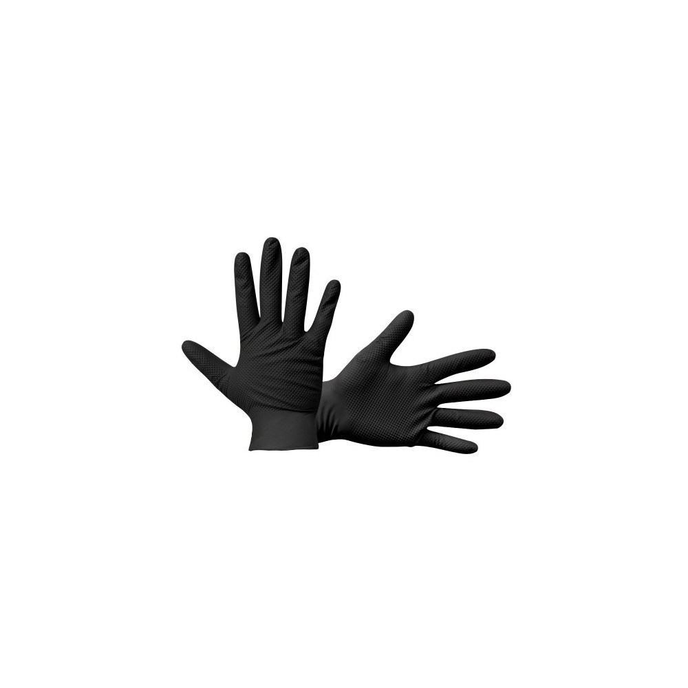 Rękawice nitrylowe czarne PumaGrip bezpudrowe z nakropieniem (50 sztuk pudełko)
