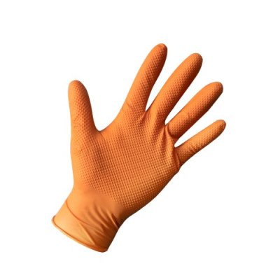 Rękawice nitrylowe pomarańczowe PumaGrip bezpudrowe z nakropieniem (50 sztuk pudełko)