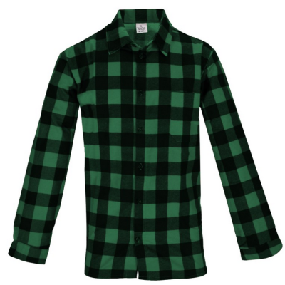 Koszula flanelowa zielona POLSKA SZYTA - 100% bawełna (możliwość nadruku lub haftu)
