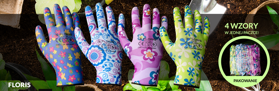 rękawice robocze w kwiatki FLORIS